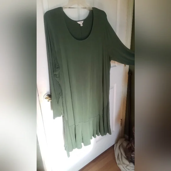 Green, Terra & Sky dress, size 3X 24W-26W - Picture 2 of 6